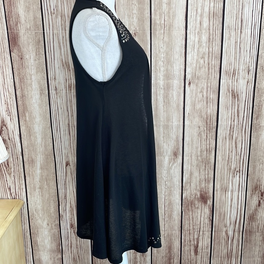 Petrol Industries Black Long Line Sleeveless Open Cardigan w/Metal Accents Small - Picture 6 of 8